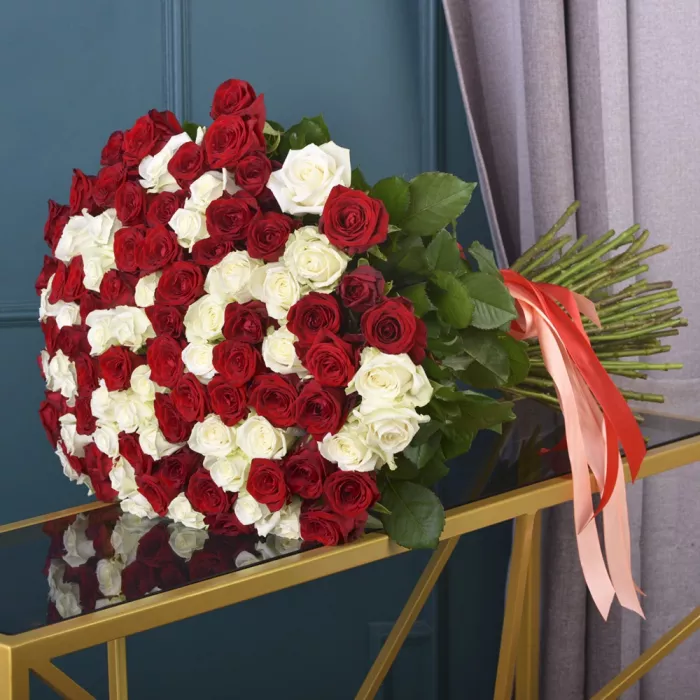 Букет микс из 101 розы premium 60 см