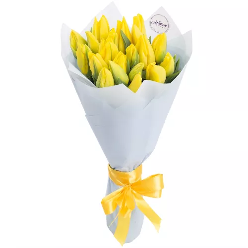 19 желтых тюльпанов