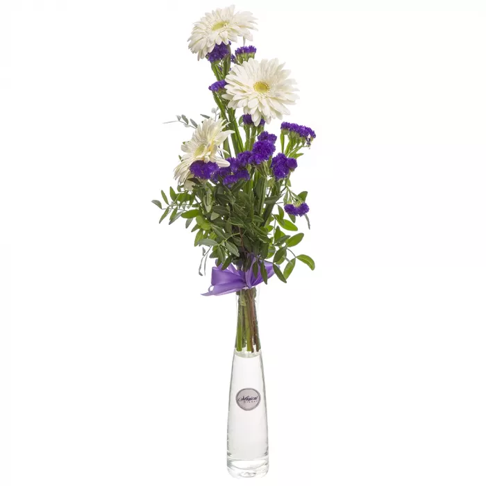 Букет из белых гербер и статицы