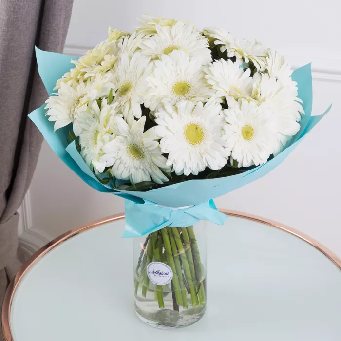Букет из 21 белой герберы