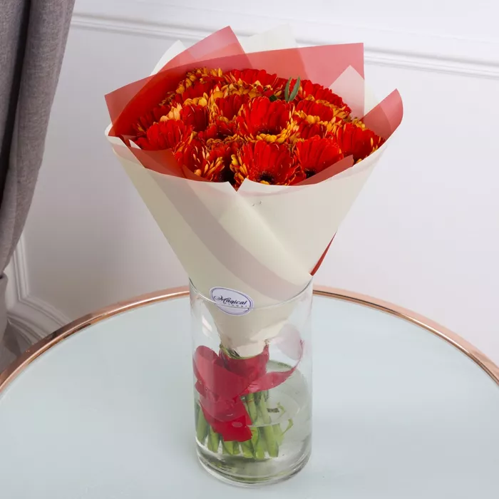 Букет из 21 оранжевой герберы