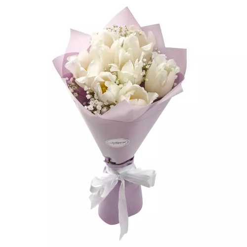 7 белых тюльпанов