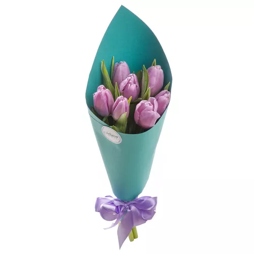 7 фиолетовых тюльпанов