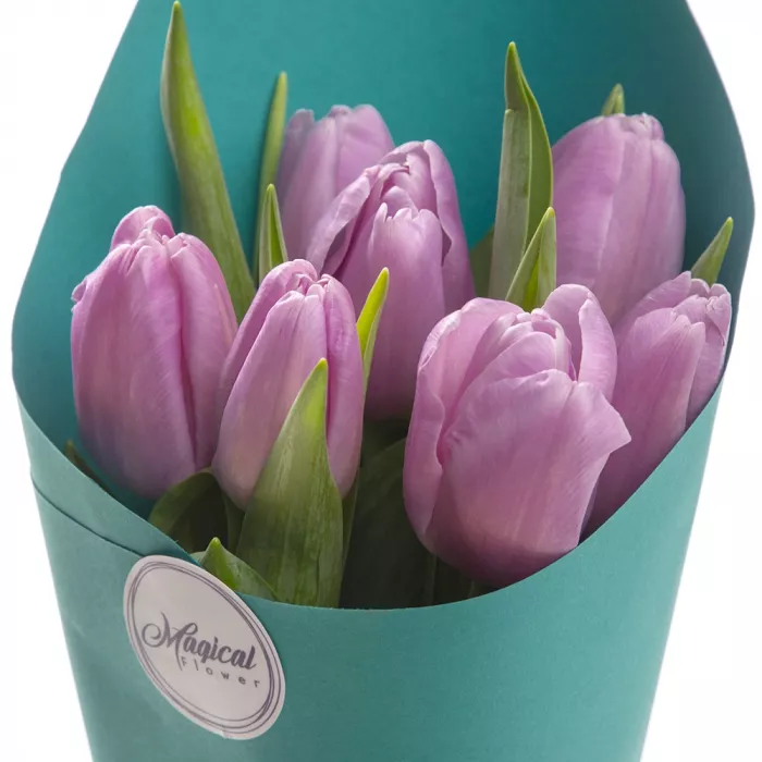 7 фиолетовых тюльпанов