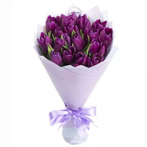 19 сиреневых тюльпанов