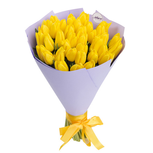 Монобукет из 35 желтых тюльпанов