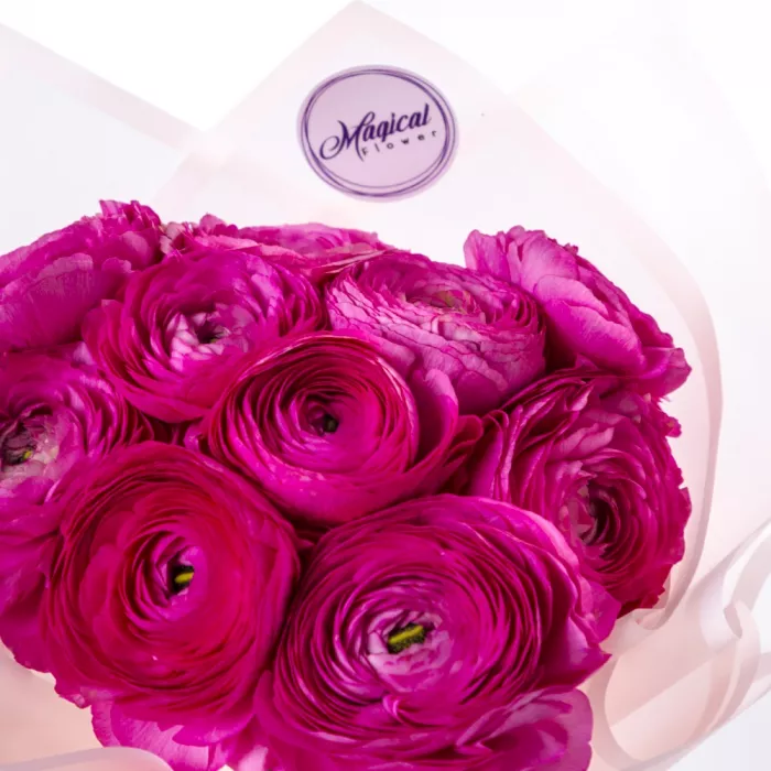 Букет из 9 малиновых ранункулюсов