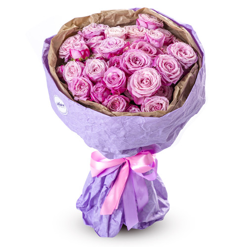 15 розовых кустовых роз 50 см