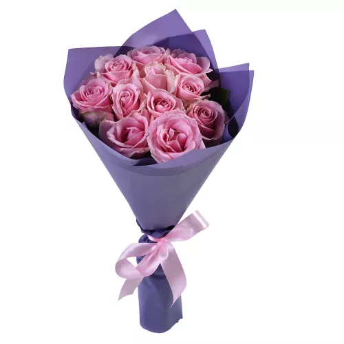 Букет из 11 розовых роз 50 см