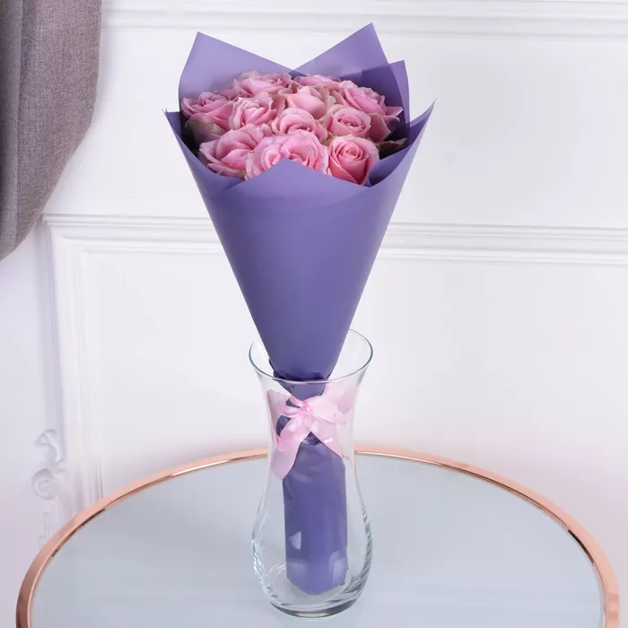 Букет из 11 розовых роз 50 см