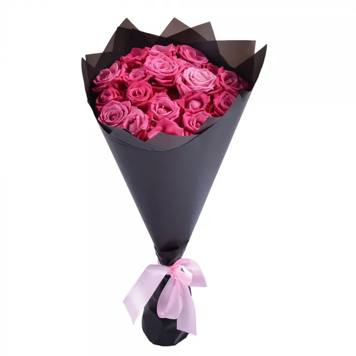 19 малиновых роз 50 см
