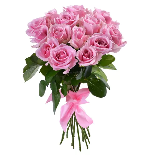 Монобукет из 15 розовых роз 40 см