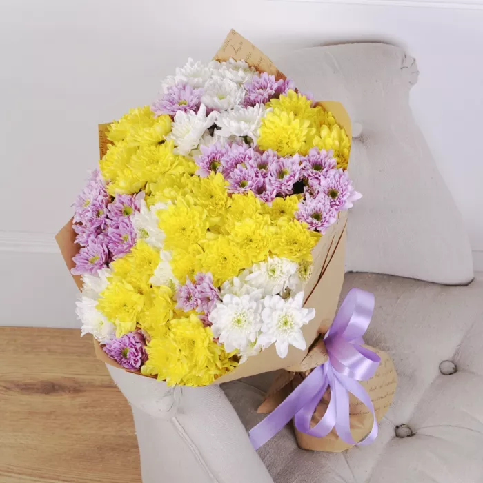 21 разноцветная хризантема