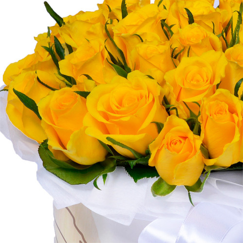 Букет на День матери из 35 желтых роз в коробке на День матери