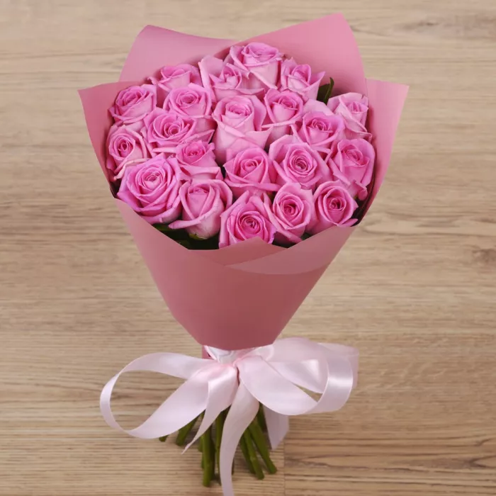 21 розовая роза 40 см