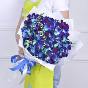 Букет из синих орхидей «Звездопад»
