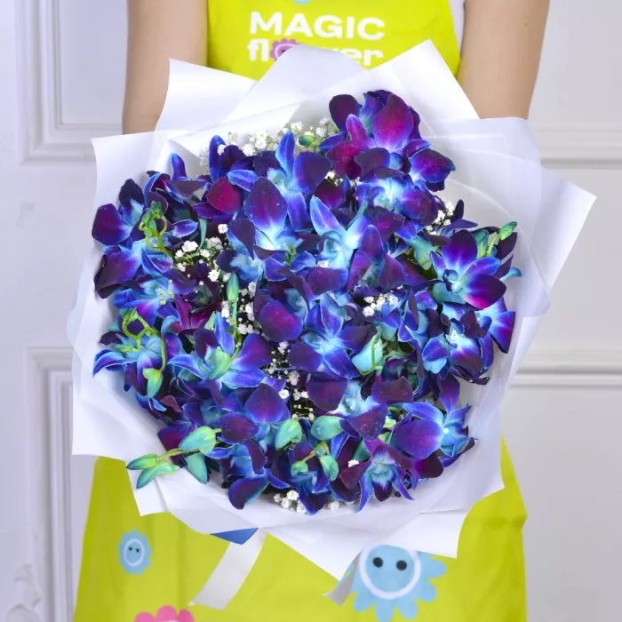 Букет из синих орхидей «Звездопад»