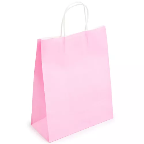 Подарочный пакет (крафт) розовый 26х32