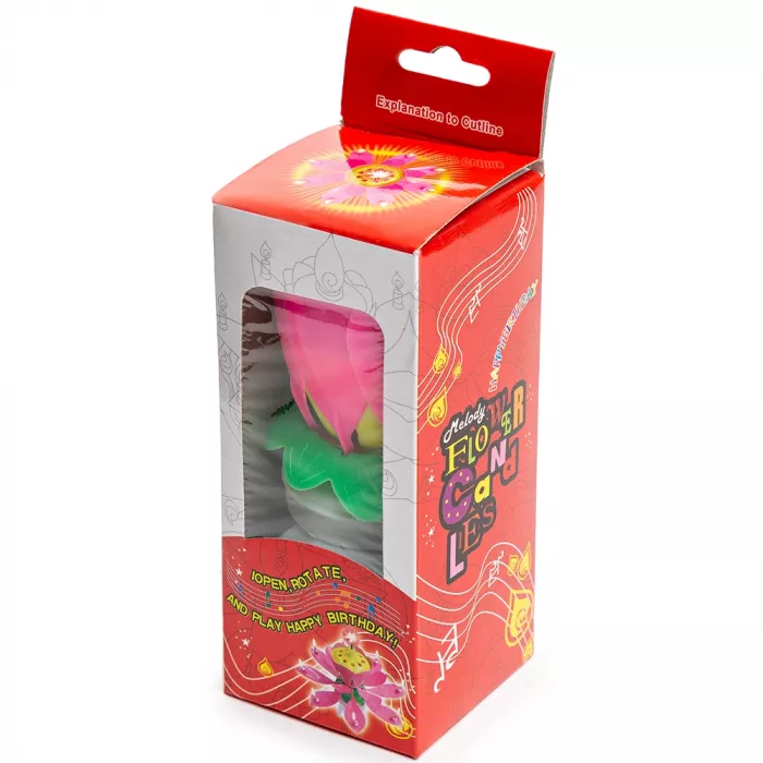 Музыкальная свеча крутящаяся для торта "Цветок"