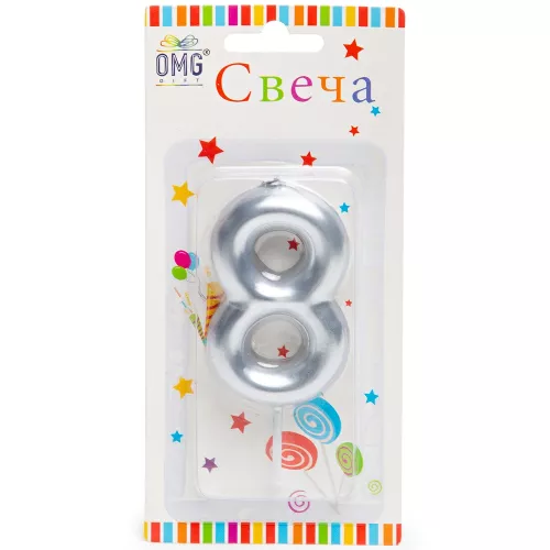 Свеча для торта "ЦИФРА" 8