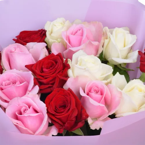 15 разноцветных роз Premium 40 см
