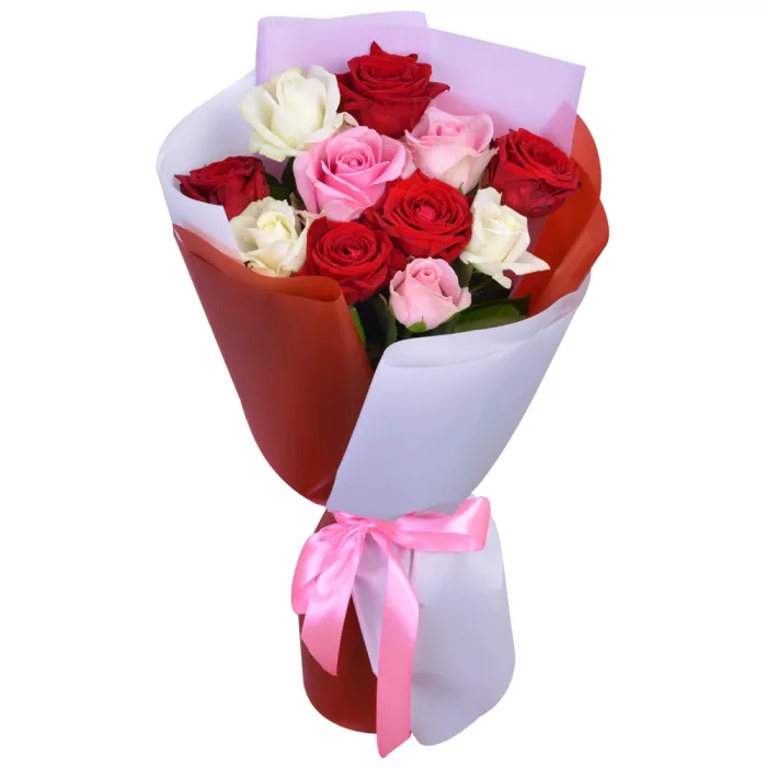 11 разноцветных роз 40 см 11 разноцветных роз 40 см