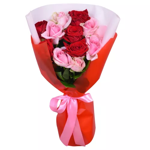 Букет из 11 разноцветных роз premium 40 см