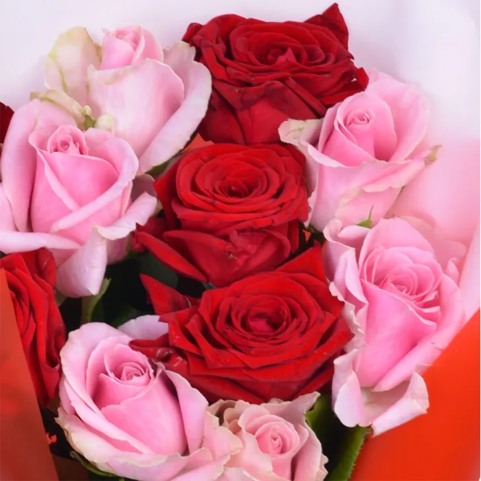 Букет из 11 разноцветных роз premium 40 см