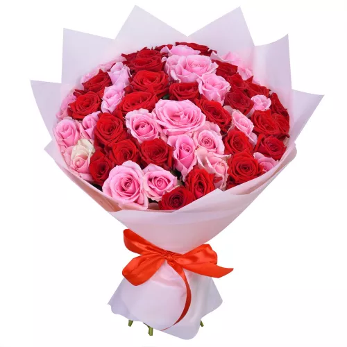 Букет из 51 разноцветной розы premium 40 см Букет из 51 разноцветной розы premium 40 см