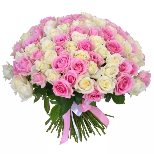 101 разноцветная роза Premium 40 см