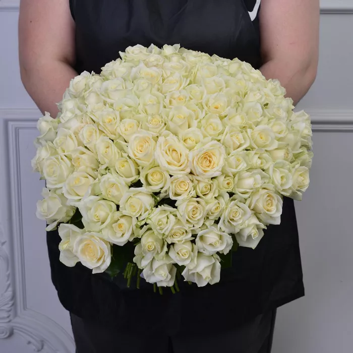Букет из 101 белой розы Premium 40 см