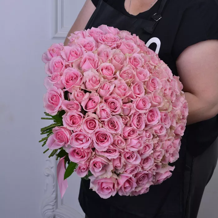 Букет из 101 розовой розы Premium 40 см
