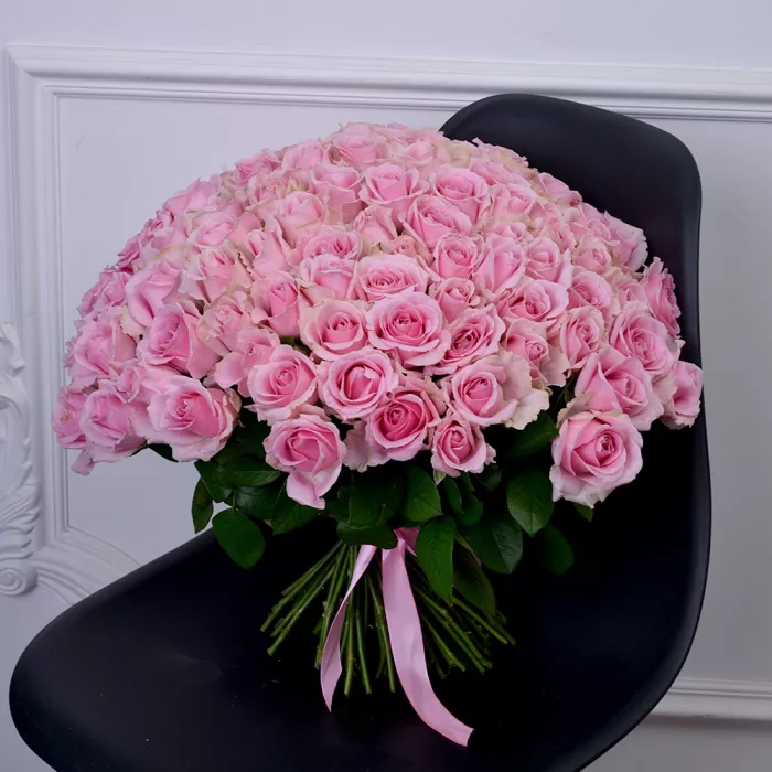 Букет из 101 розовой розы Premium 40 см