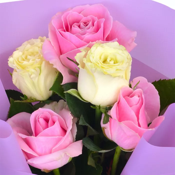 Букет из 5 разноцветных роз 60 см