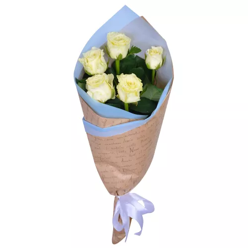 Букет из 5 белых роз 60 см Букет из 5 белых роз 60 см