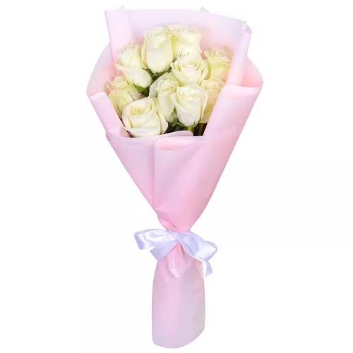 Букет из 9 белых роз premium 40 см Букет из 9 белых роз premium 40 см