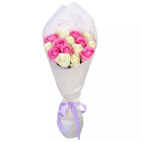 Букет на День матери из 15 разноцветных роз Premium 40 см
