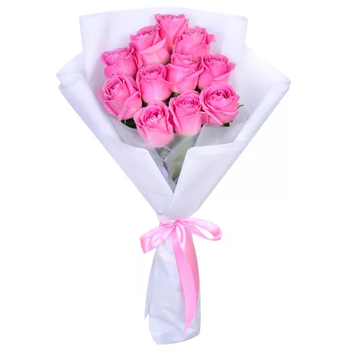 Букет из 11 розовых роз 40 см