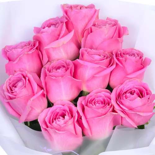 Монобукет из 11 розовых роз 40 см