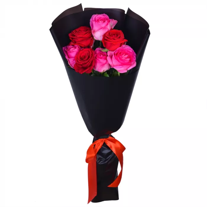 7 роз микс 60 см