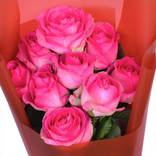 Монобукет из 9 розовых роз 60 см