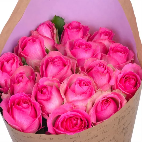 Монобукет из 15 розовых роз 60 см