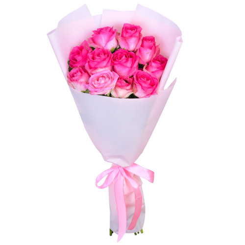 Монобукет из 11 розовых роз 60 см