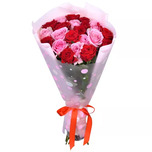 21 разноцветная роза premium 60 см