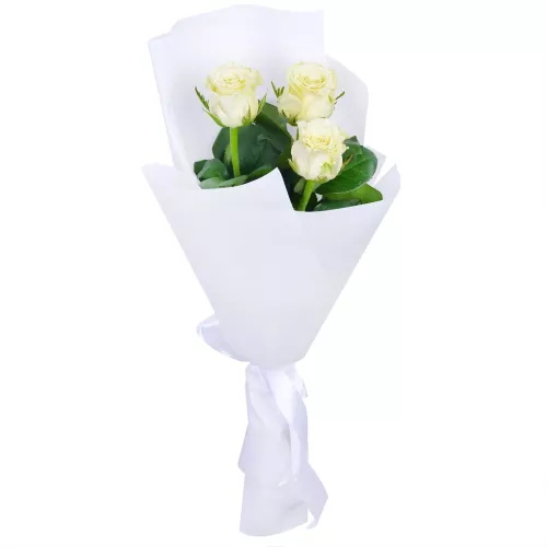 3 белые роз 50 см 
