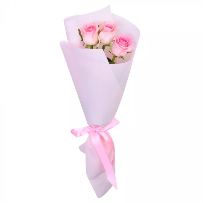 3 розовые розы 50 см