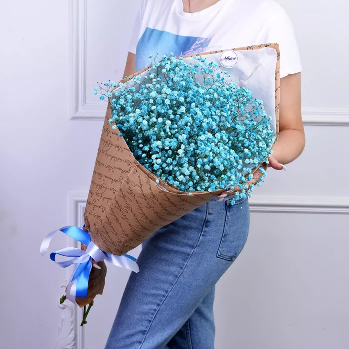 Букет из 5 голубых гипсофил