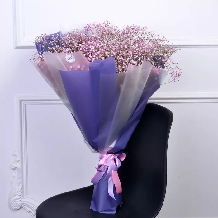 Букет из 19 фиолетовых гипсофил