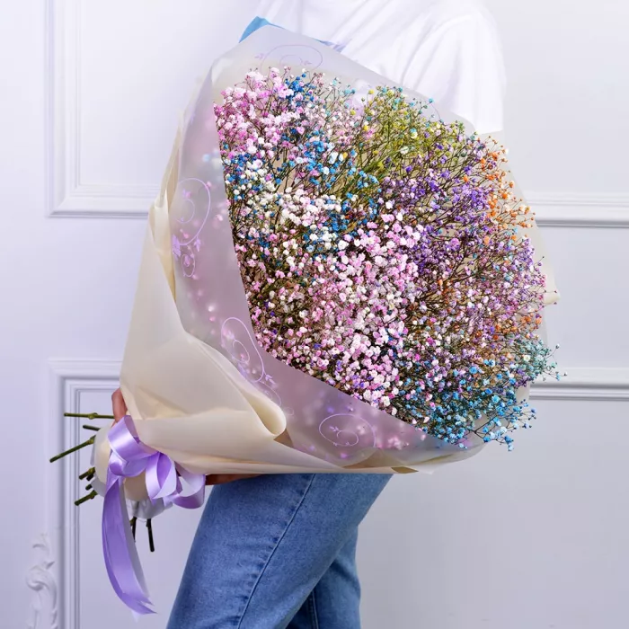 Букет из 15 радужных гипсофил