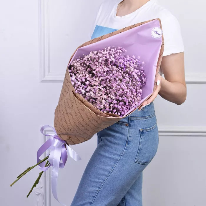 Букет из 5 фиолетовых гипсофил